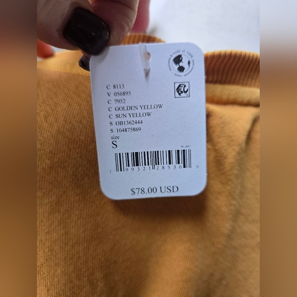 NWT Free People Camden Sweatshirt Golden Yellow - Picture 5 of 7